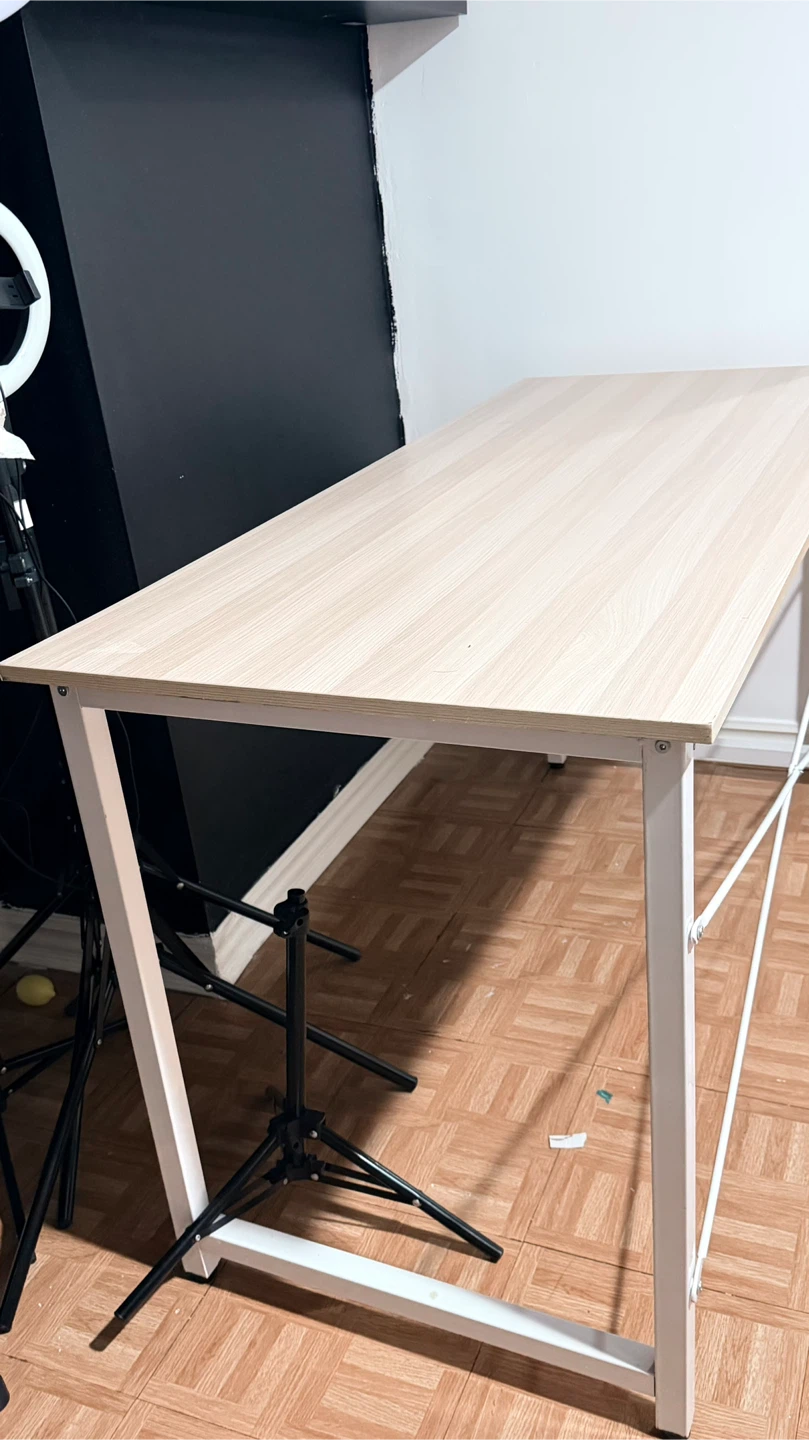 Light Wood Grain Desk with White Frame - photo 3