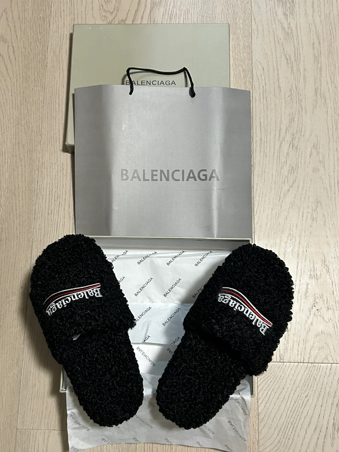 Balenciaga Black furry Slippers