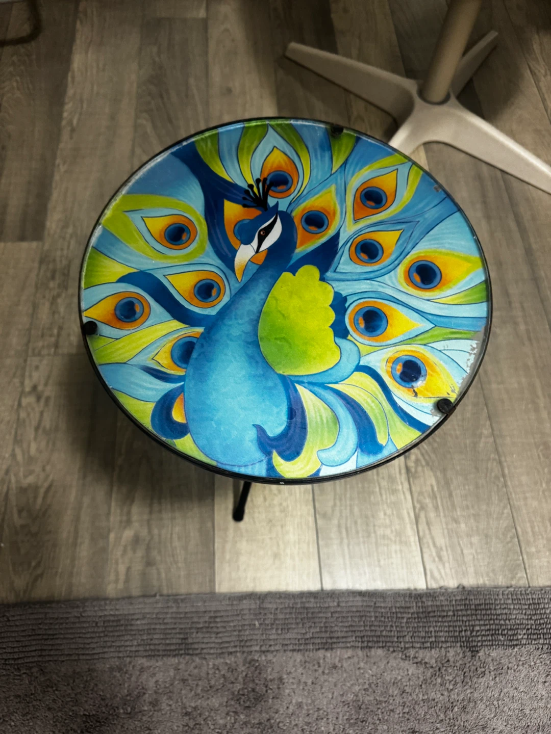 Round Side Table with Peacock Design - photo 2