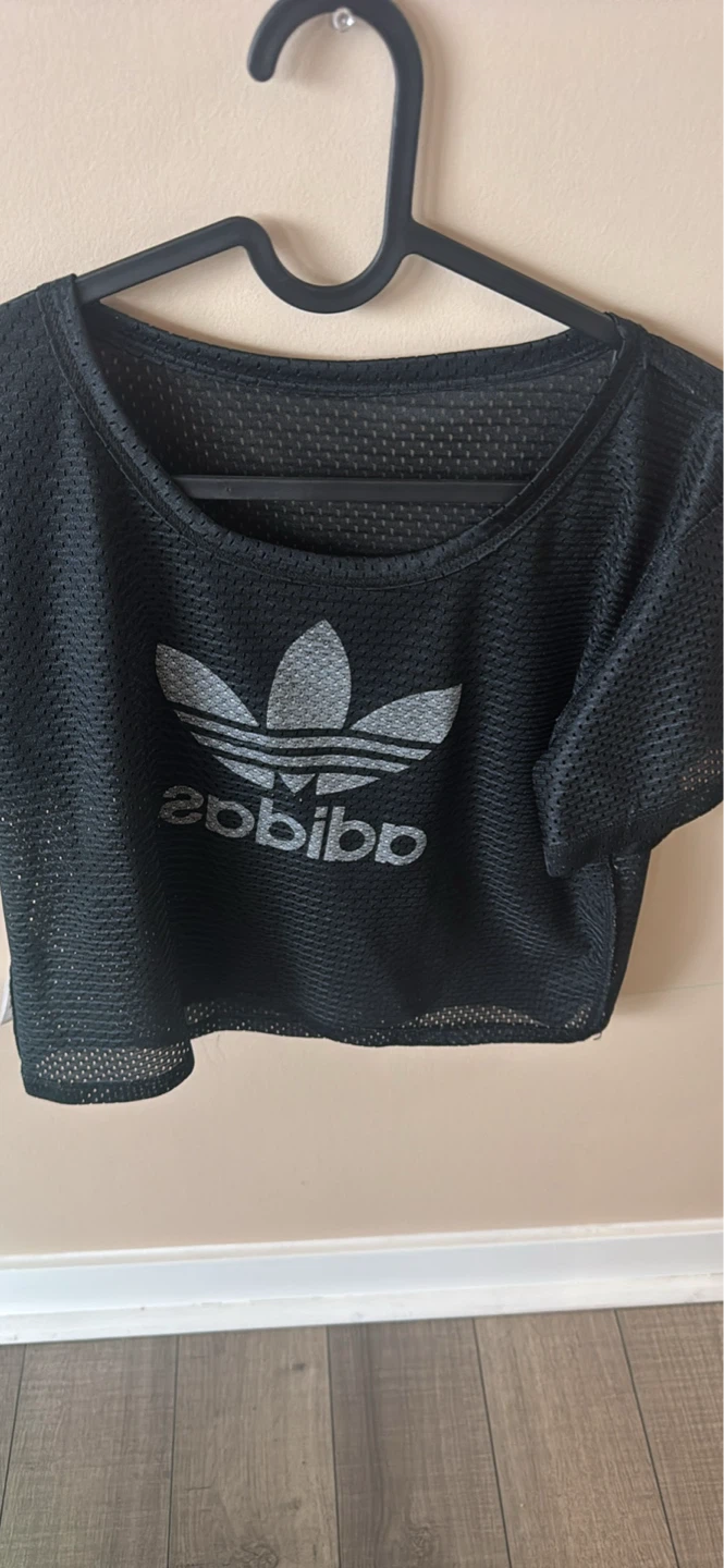 Adidas Black Mesh Cropped Top