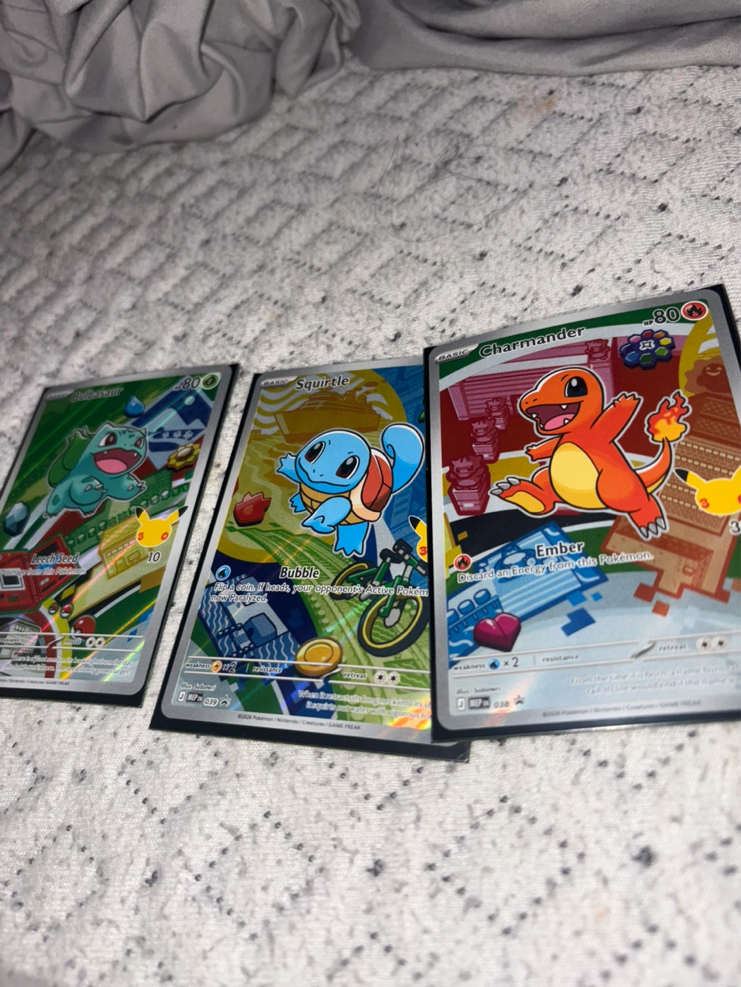 Pokemon Trading Cards - Charmander, Squirtle, Bulbasaur
