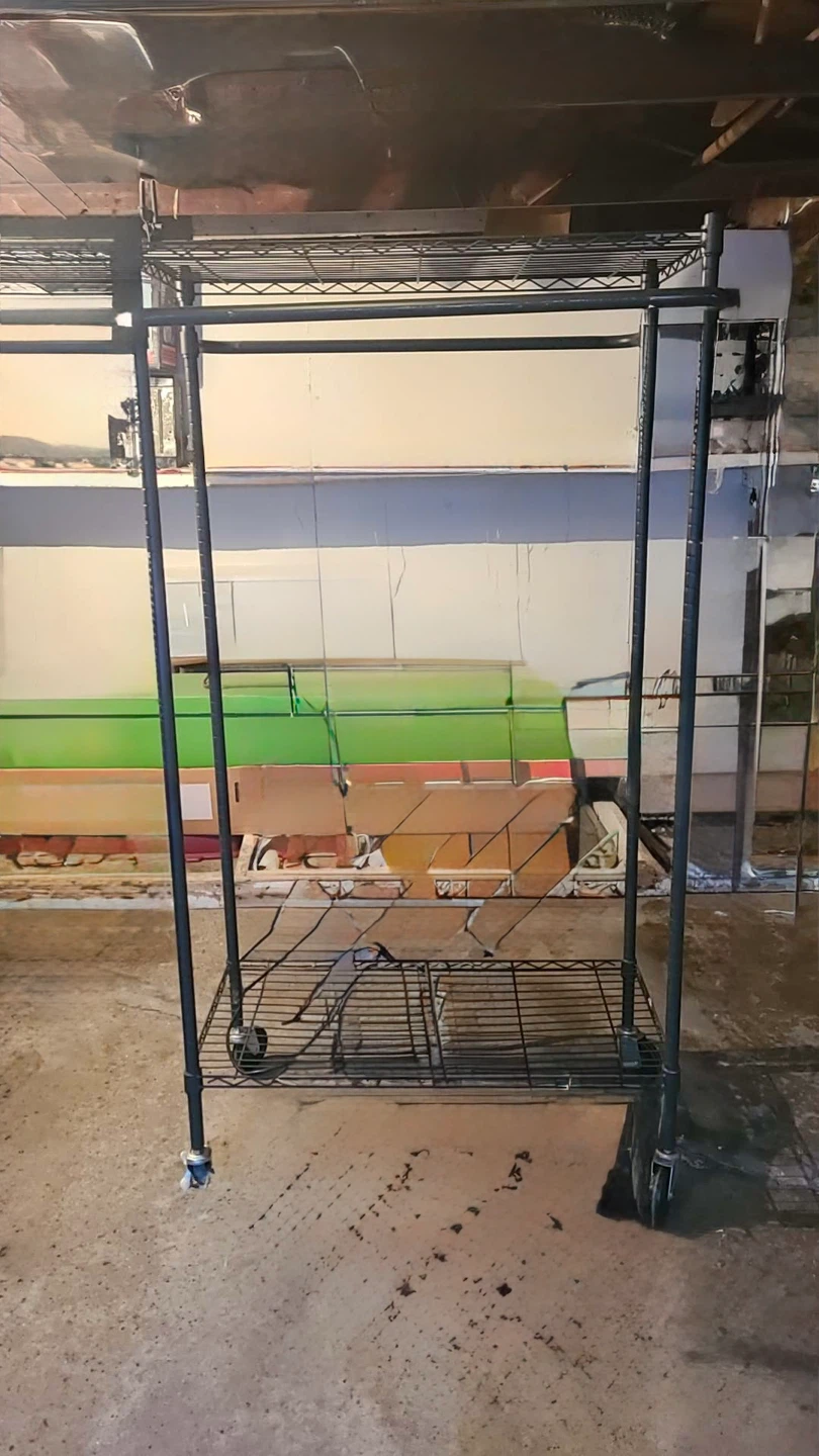 Rolling Garment Rack with Shelves