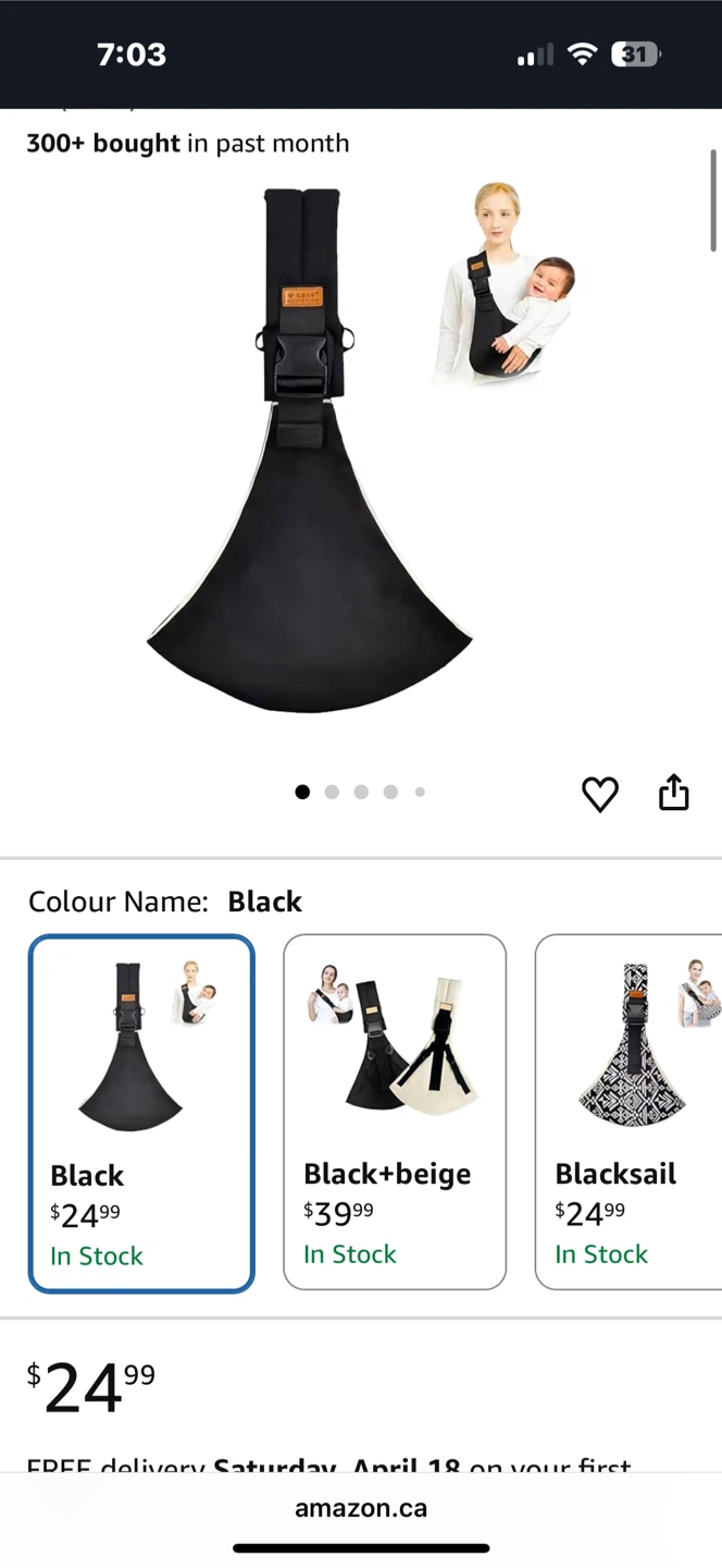 NEW with tags Baby Sling Carrier - Black - photo 3
