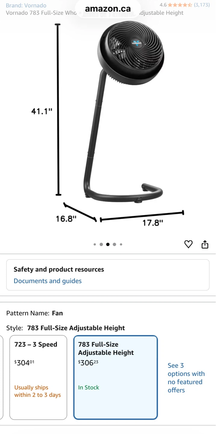 Vornado 783 Full-Size Adjustable Height Fan