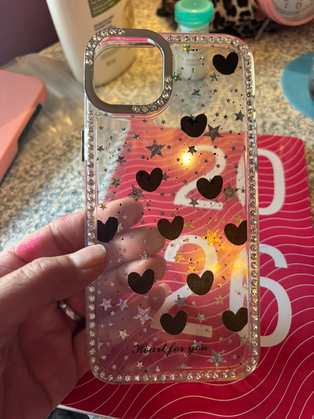 iPhone  15+ Case with Rhinestones and Pearl Strap - photo 2