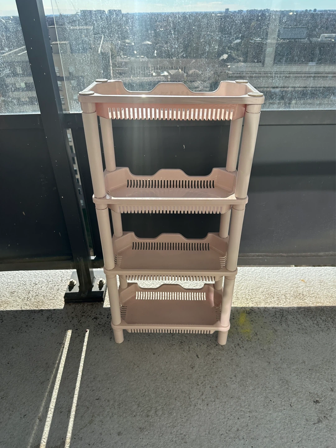 Pink 4-Tier Plastic Shelf Unit