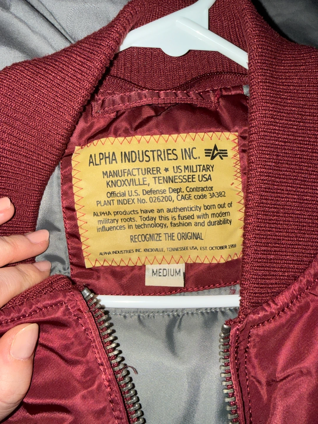 Alpha Industries Bomber Jacket - Burgundy - Medium - photo 3