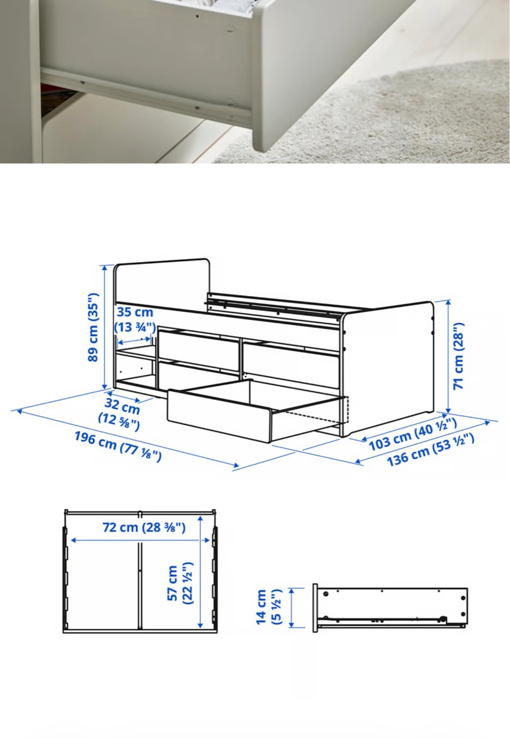 IKEA KURA Bed Frame with 4 Drawers - photo 3