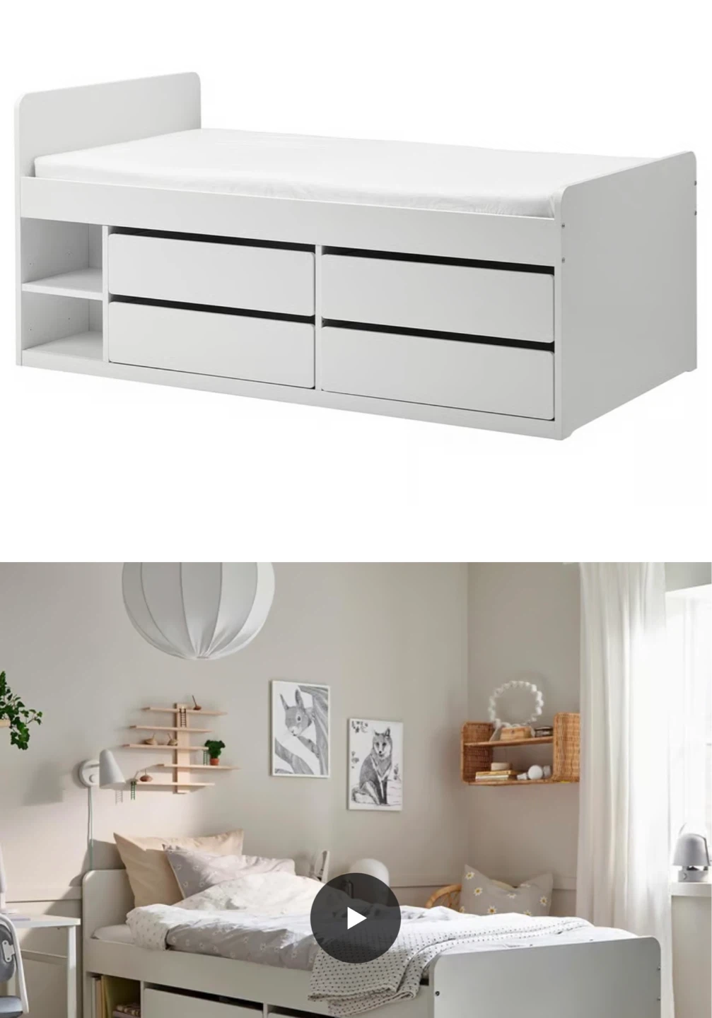 IKEA KURA Bed Frame with 4 Drawers