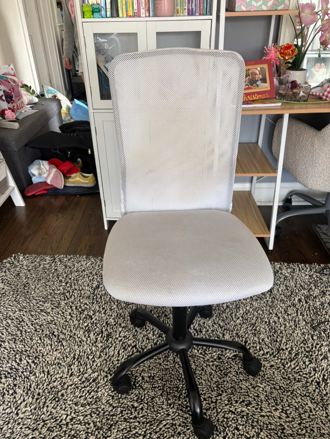 White Mesh Task Chair with Black Base