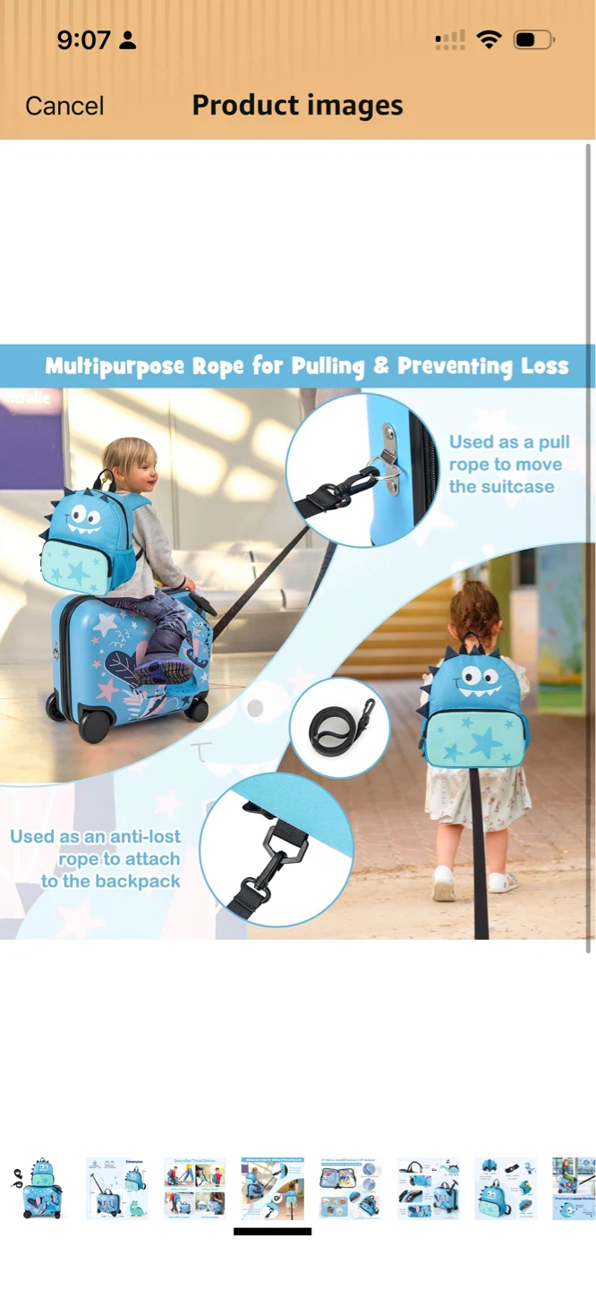 18" Kids Ride-on Hardshell Suitcase & 12" Backpack Set - photo 5