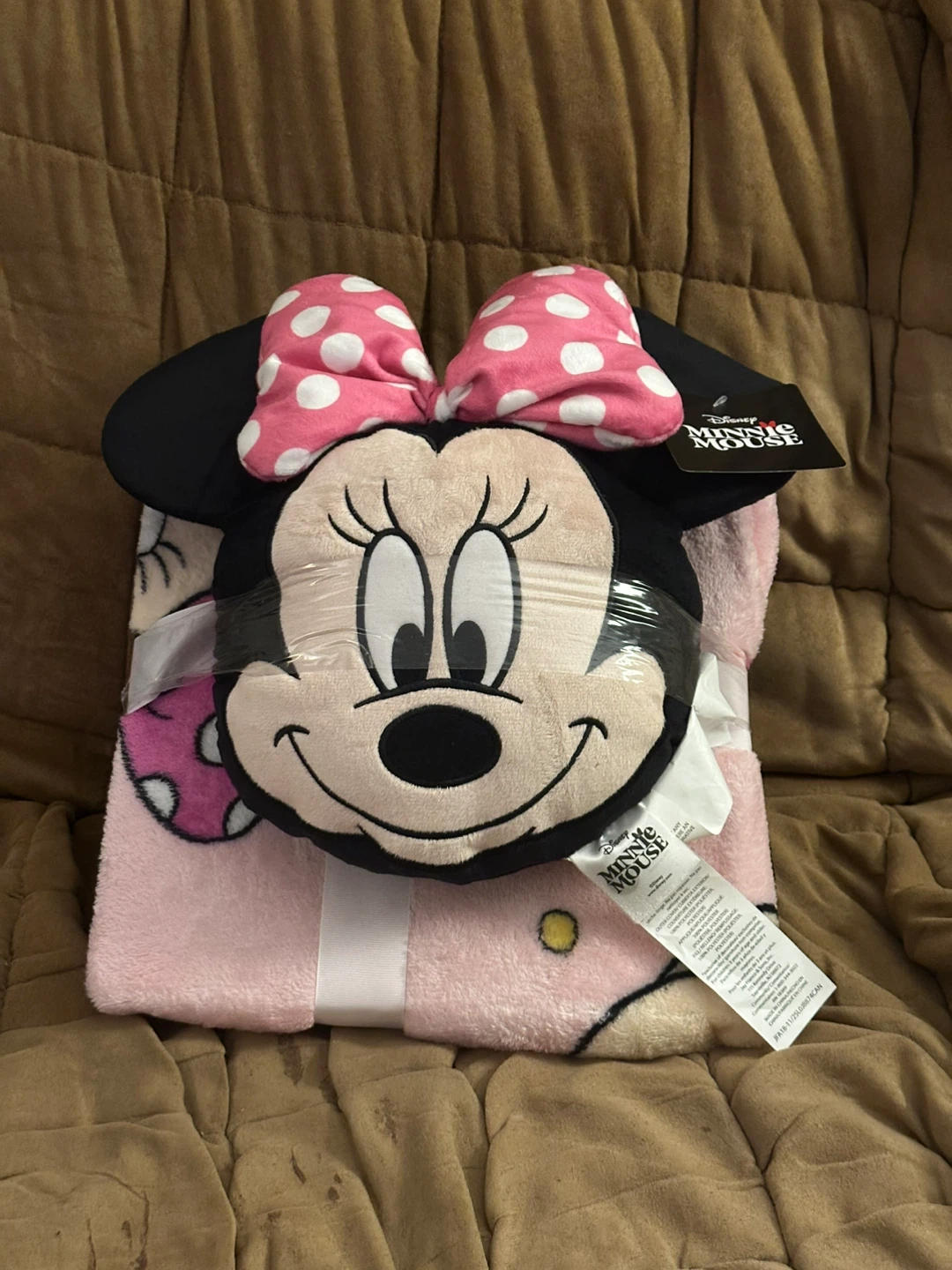 Disney Minnie Mouse Shaped Pillow & Plush Throw Set