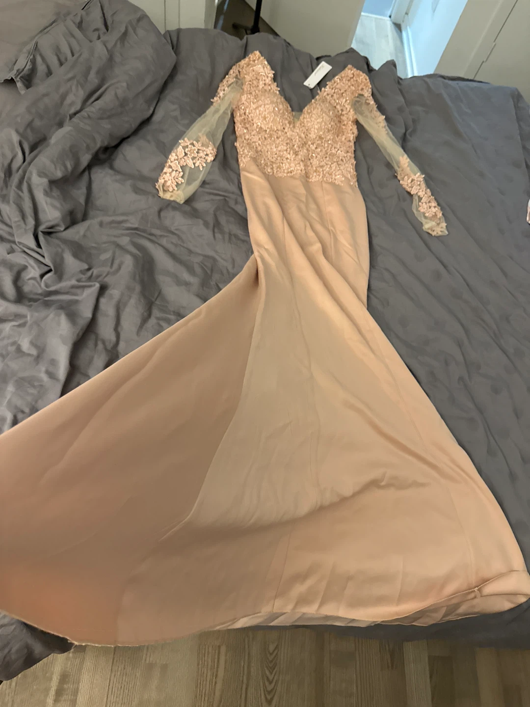 New with Tags Beaded Lace Sleeve Evening Dress - photo 3