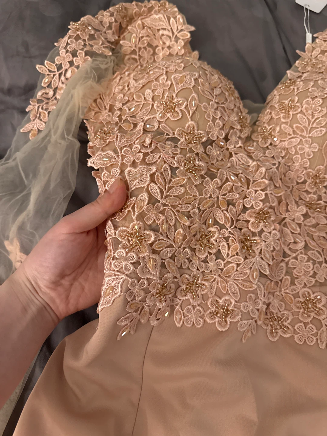 New with Tags Beaded Lace Sleeve Evening Dress - photo 4