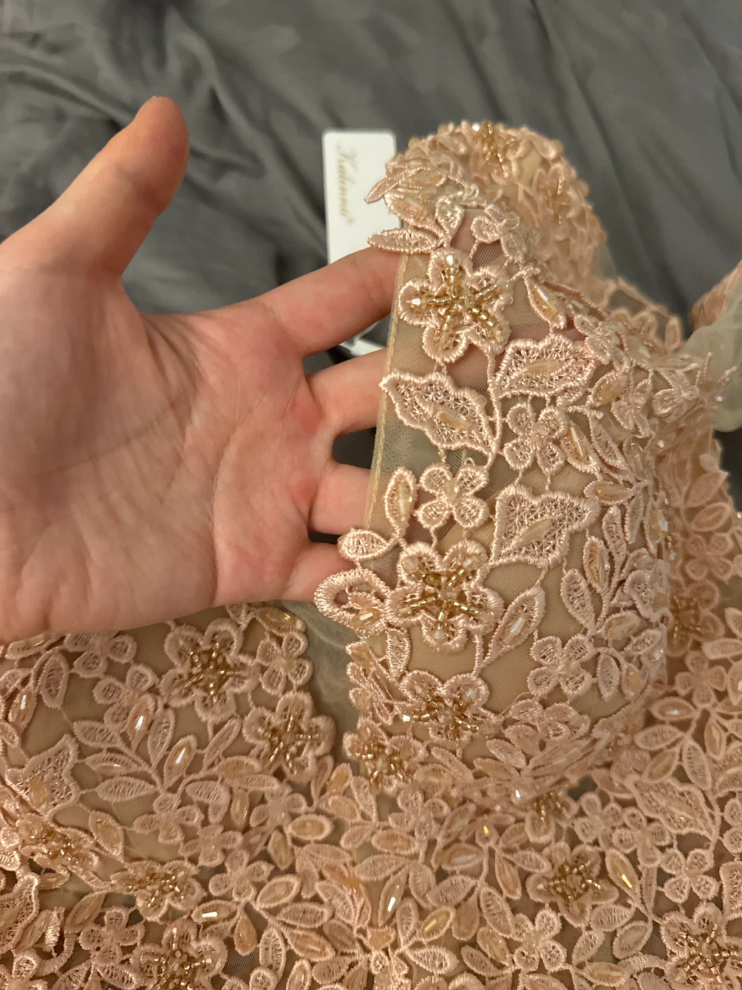 New with Tags Beaded Lace Sleeve Evening Dress - photo 5