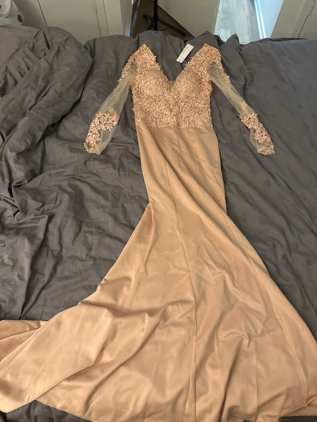 New with Tags Beaded Lace Sleeve Evening Dress - photo 2