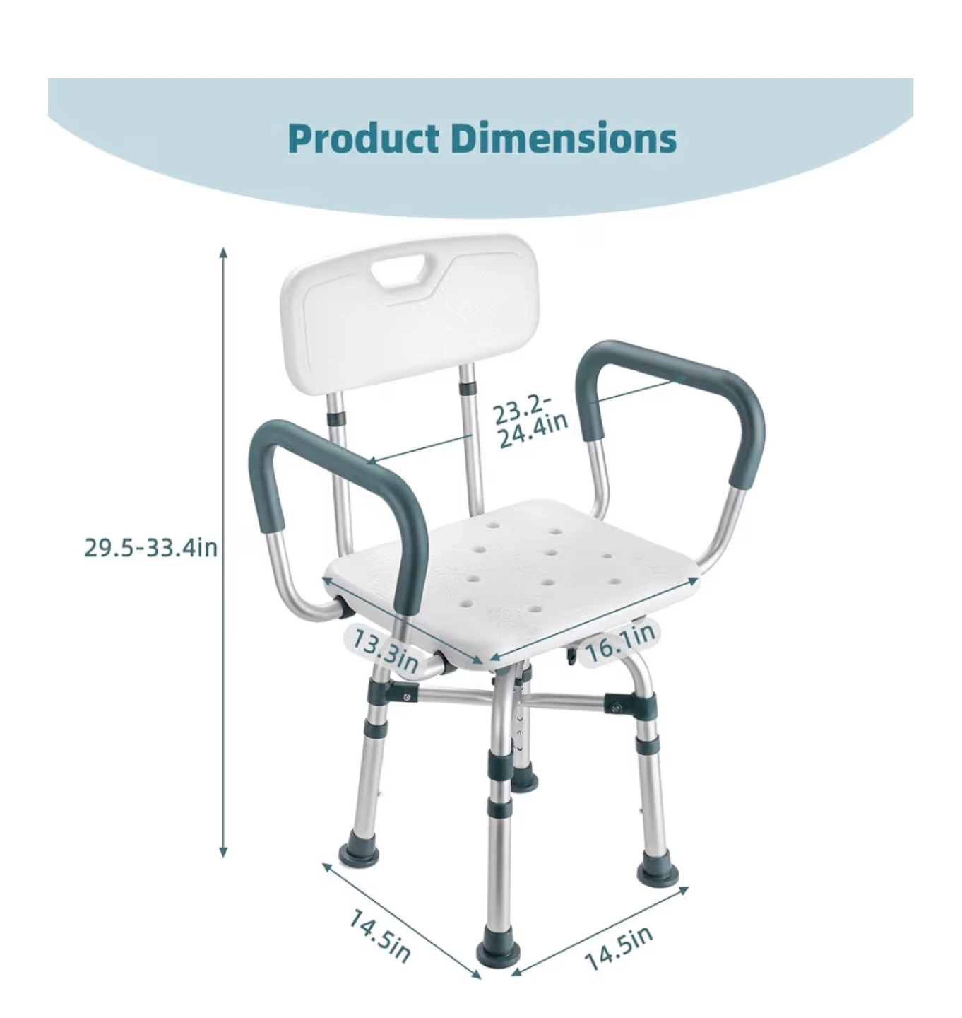 360 Swivel Shower Chair with Arms and Back - photo 2