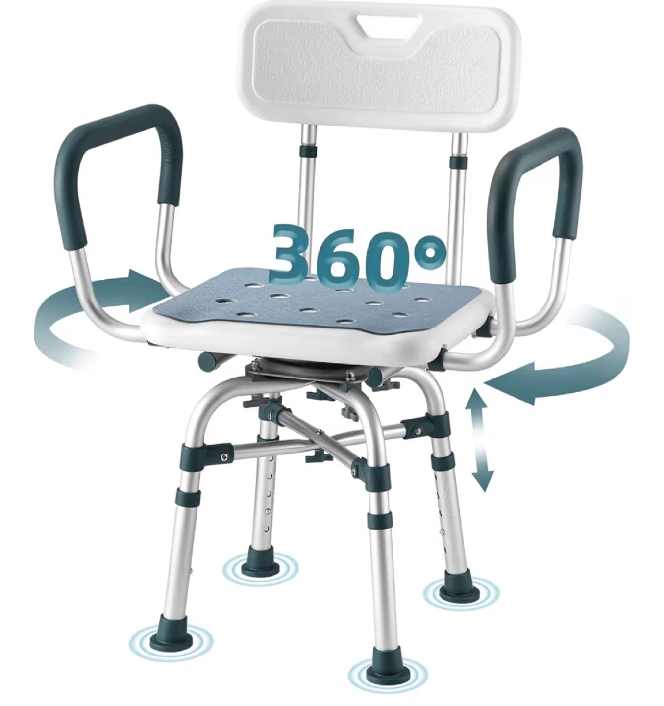 360 Swivel Shower Chair with Arms and Back