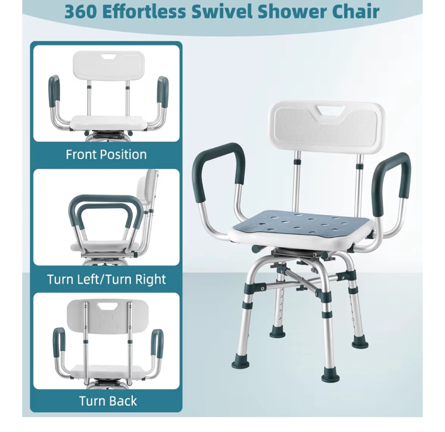 360 Swivel Shower Chair with Arms and Back - photo 3