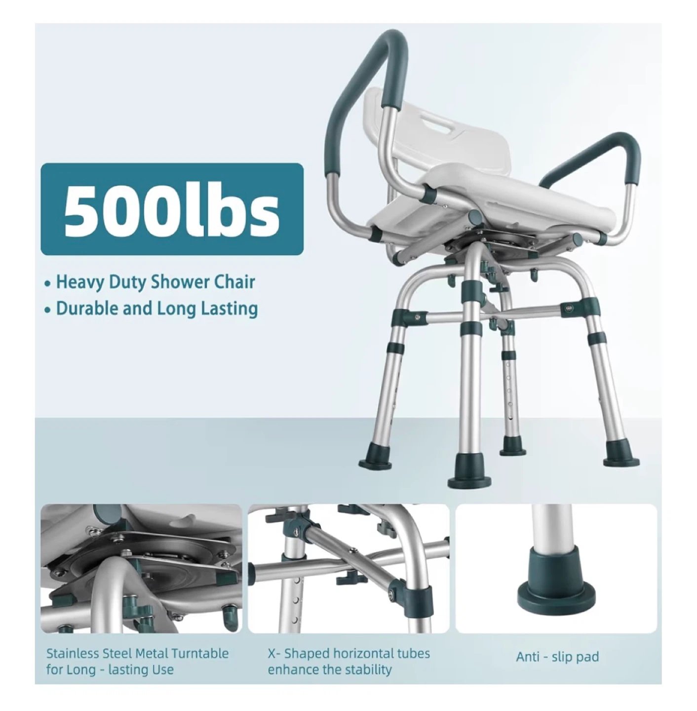 360 Swivel Shower Chair with Arms and Back - photo 4