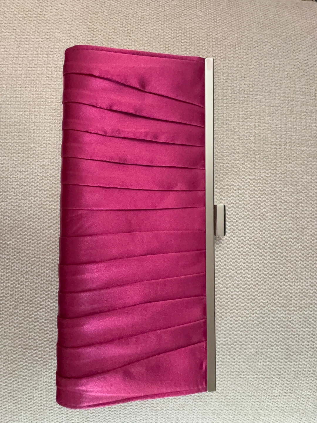 Pink Satin Pleated Clutch Evening Bag