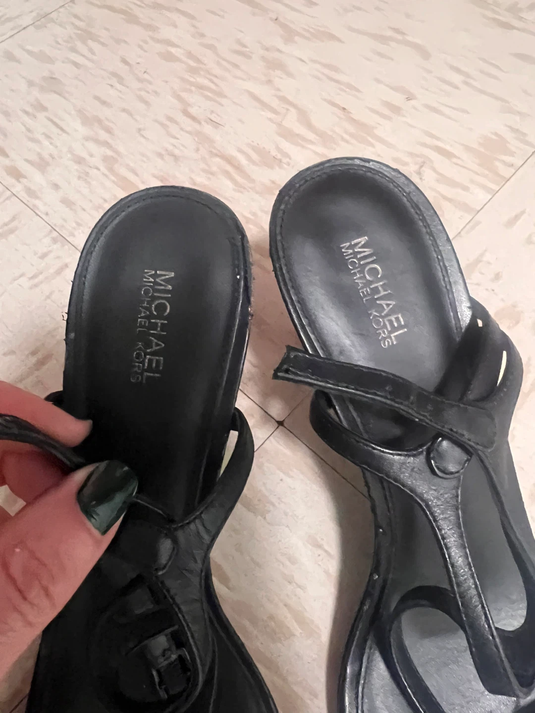 Michael Kors Black Leather Strappy Heels - photo 4