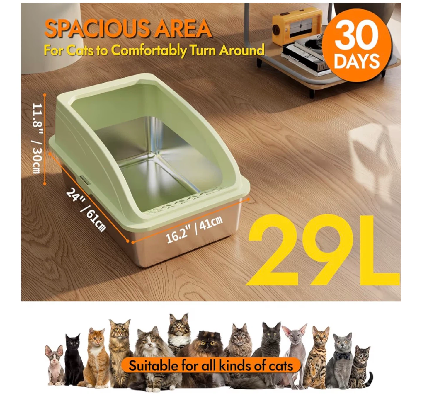 XL Stainless Steel Cat Litter Box - photo 4