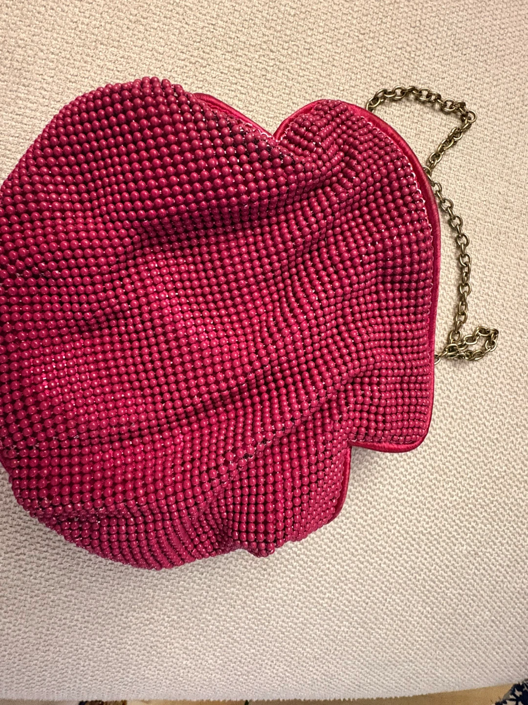 Beaded Lipstick Kiss Clutch Handbag