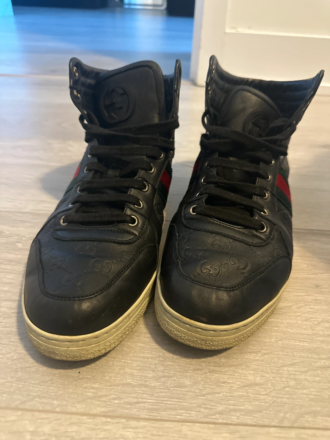 Gucci Black Leather High-Top Sneakers - photo 2