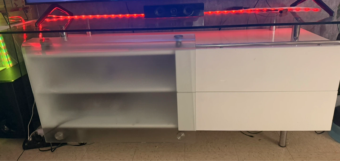 Glass Top TV Stand with White Drawers - photo 3