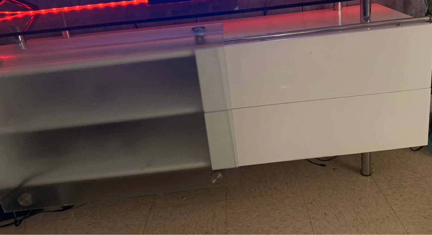 Glass Top TV Stand with White Drawers - photo 4