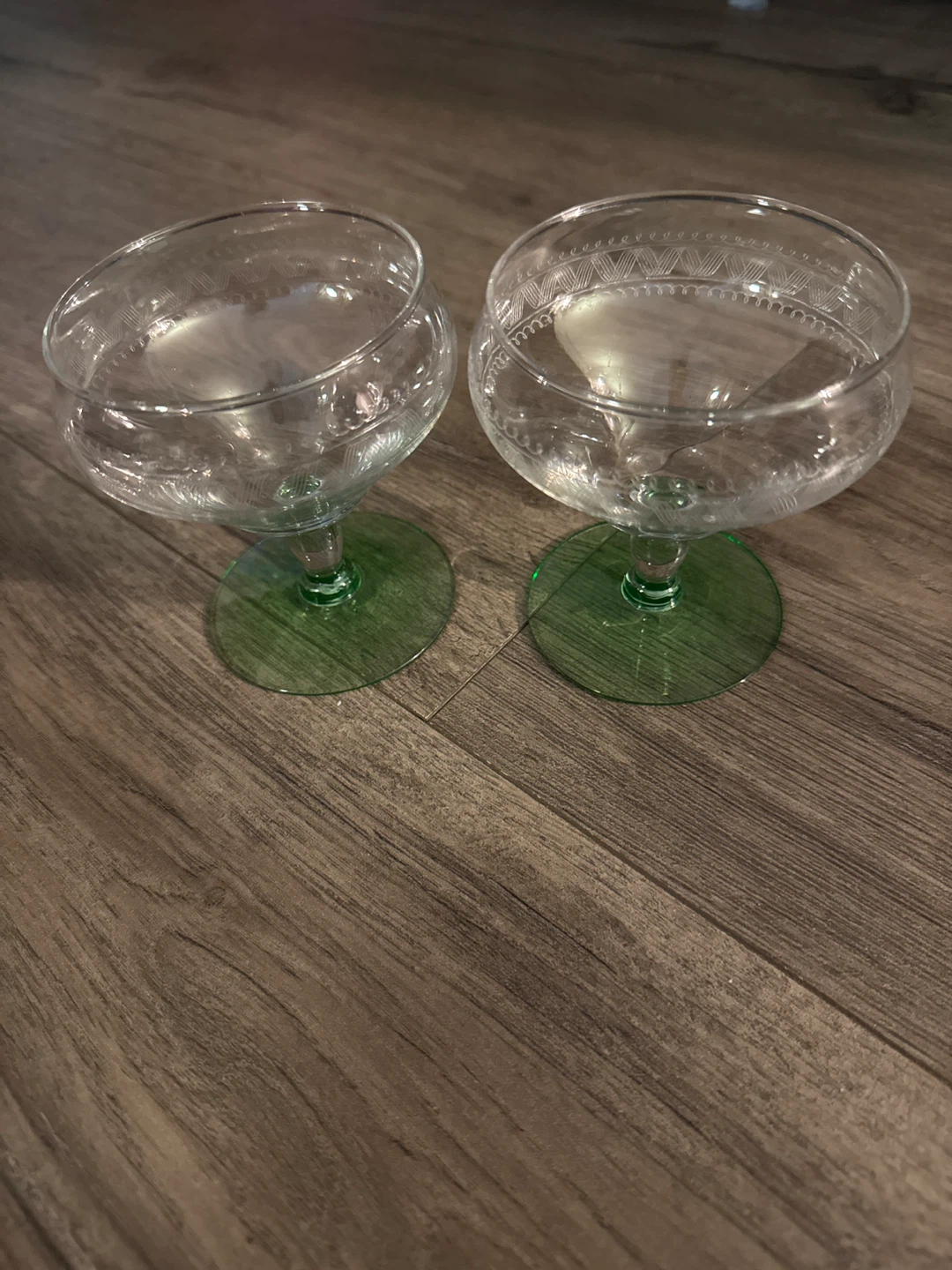 Vintage Uranium Glass Coupe Glasses (Set of 2) - photo 2