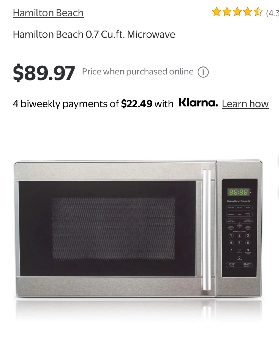 Hamilton Beach 0.7 Cu.ft. Microwave( NEW, comes with box) - photo 2
