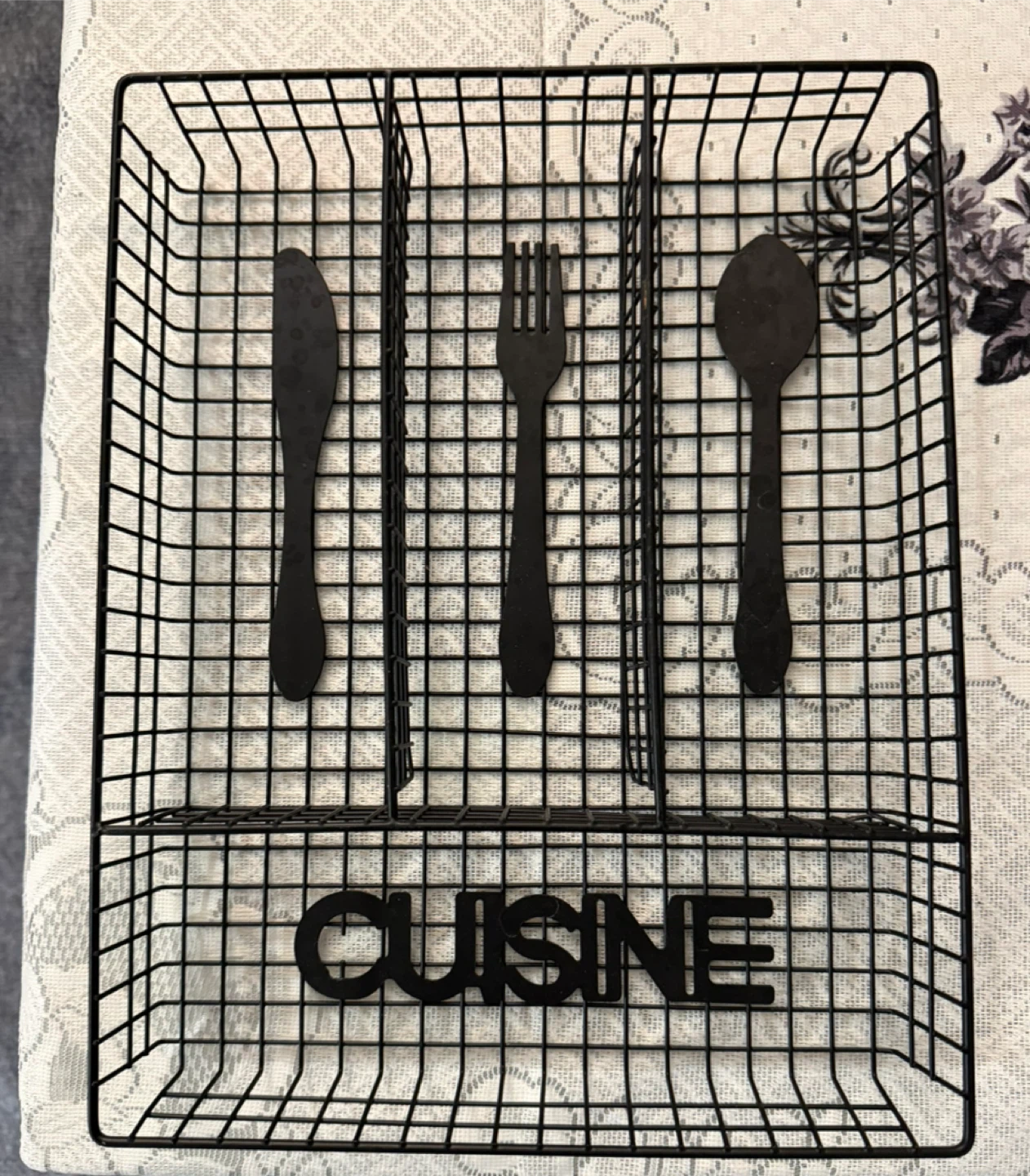 Black Wire Cutlery Organizer Caddy