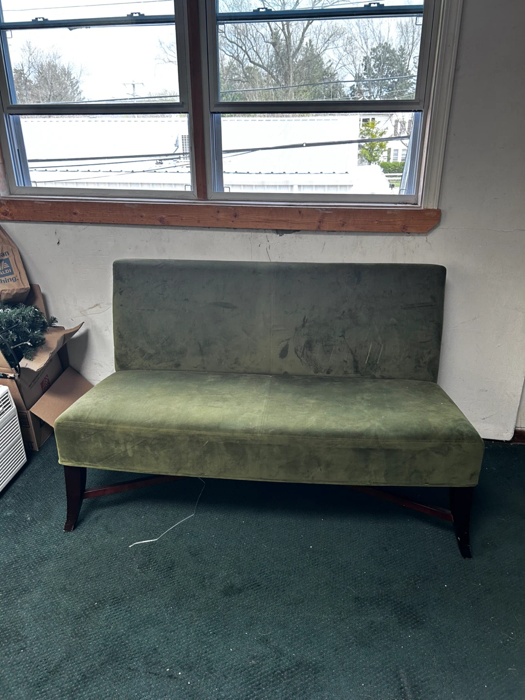 Olive green Amish built couch - photo 2