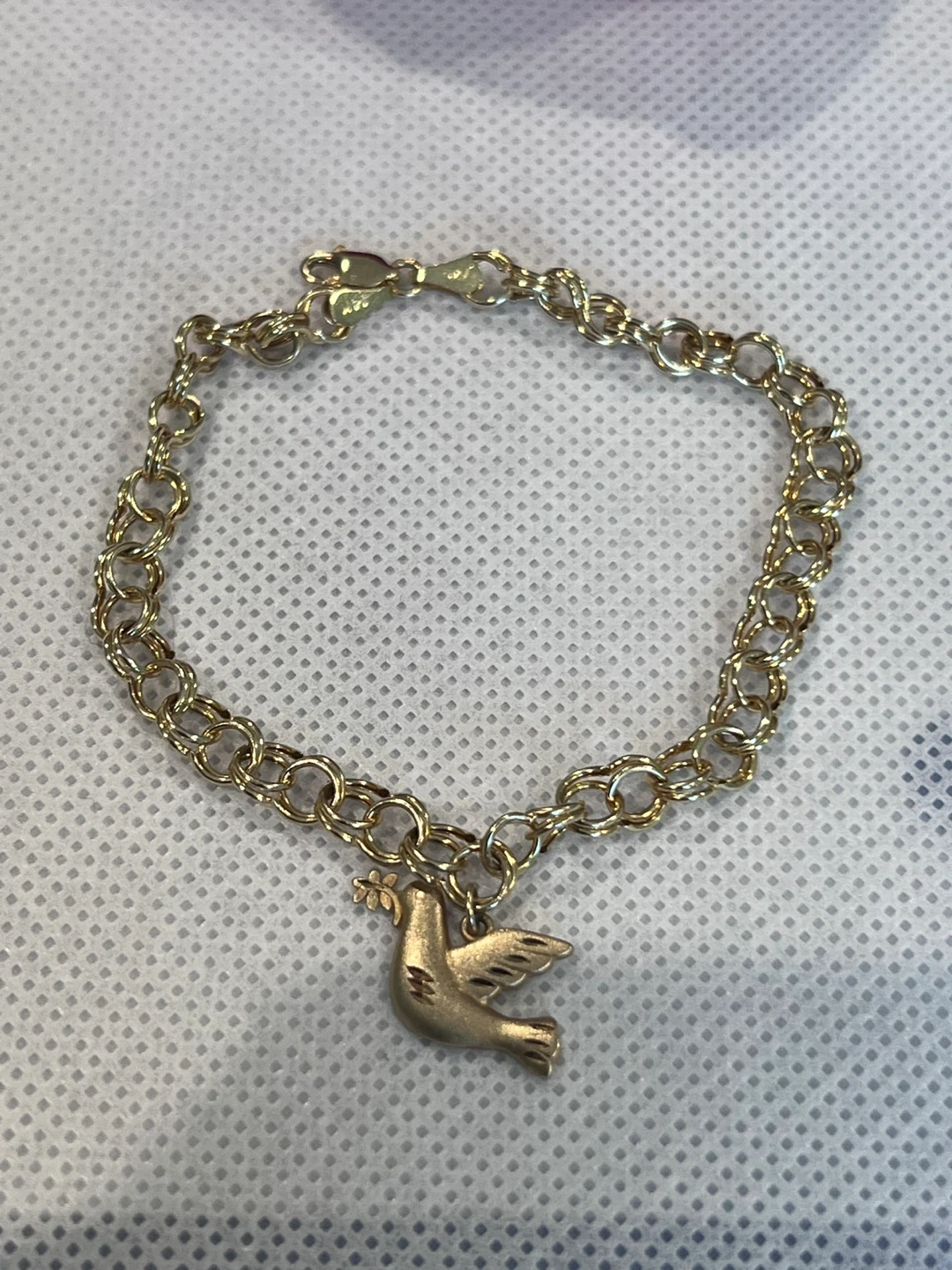 Gold Dove Charm Bracelet 14k