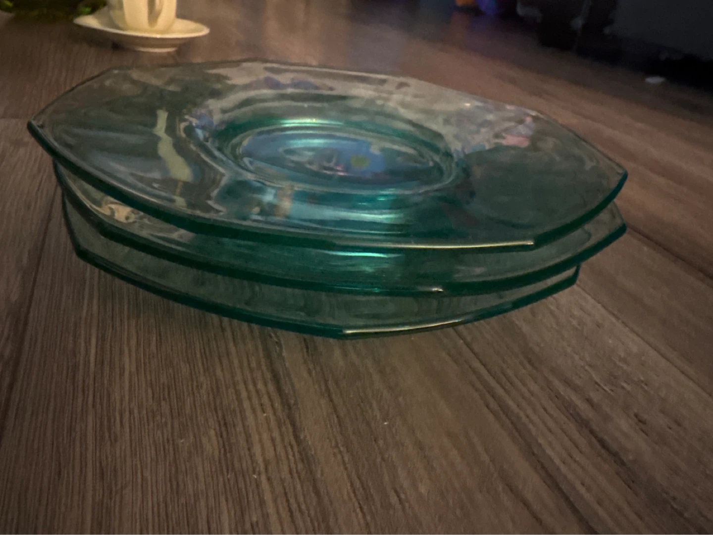 Set of 3 uranium Glass Plates - photo 2