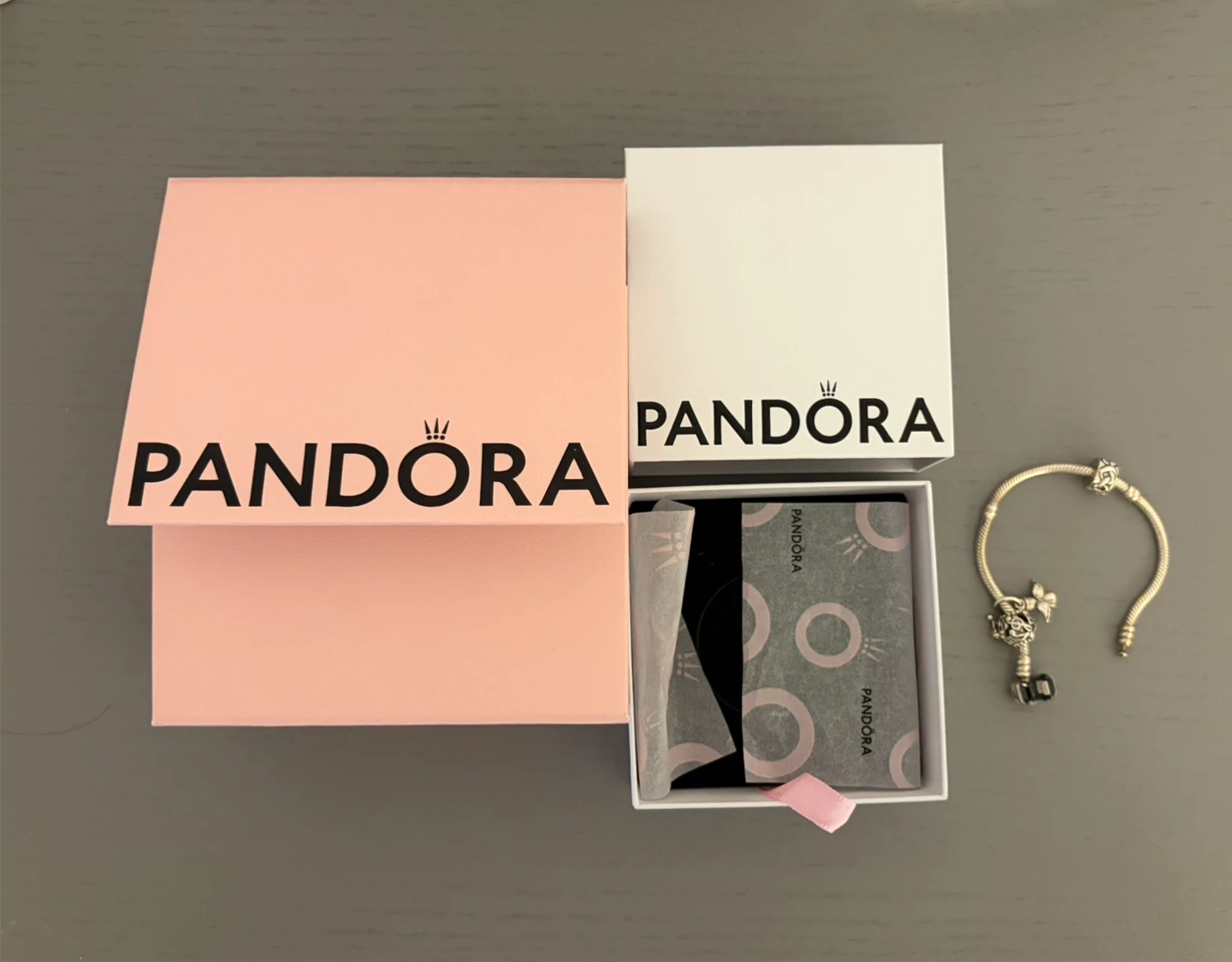 Pandora Sterling Silver Bracelet with 3 Charms