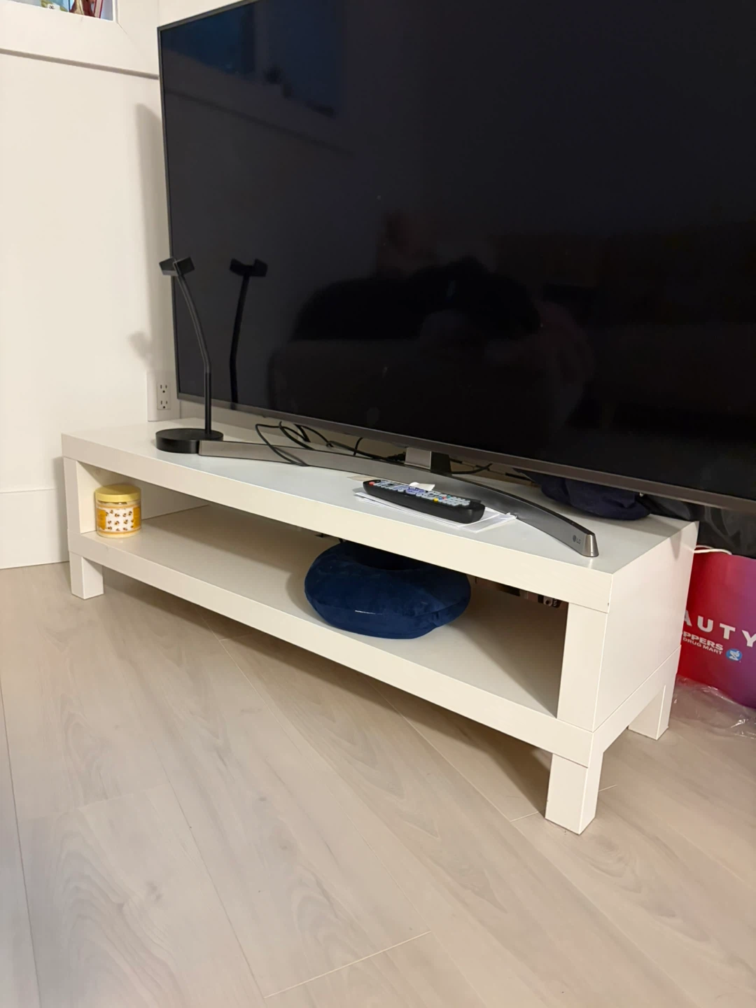 White TV Stand with Shelf - photo 3