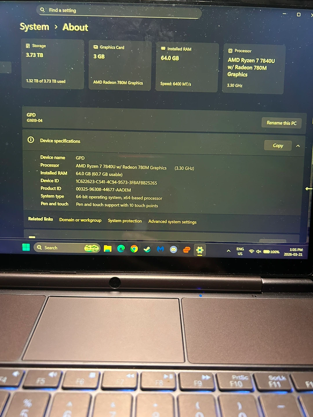 Gaming Laptop GPD Win Max 2 (2024) 64GB/4TB - photo 5