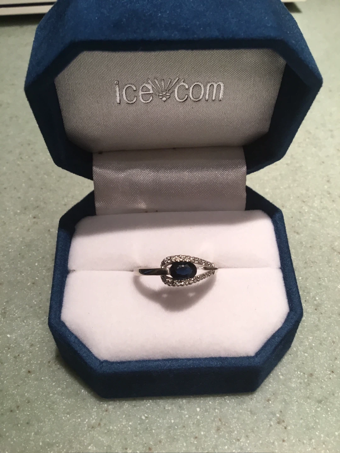 Ice.com 14k White Gold Sapphire and Diamond Ring Size 7.25 - photo 2