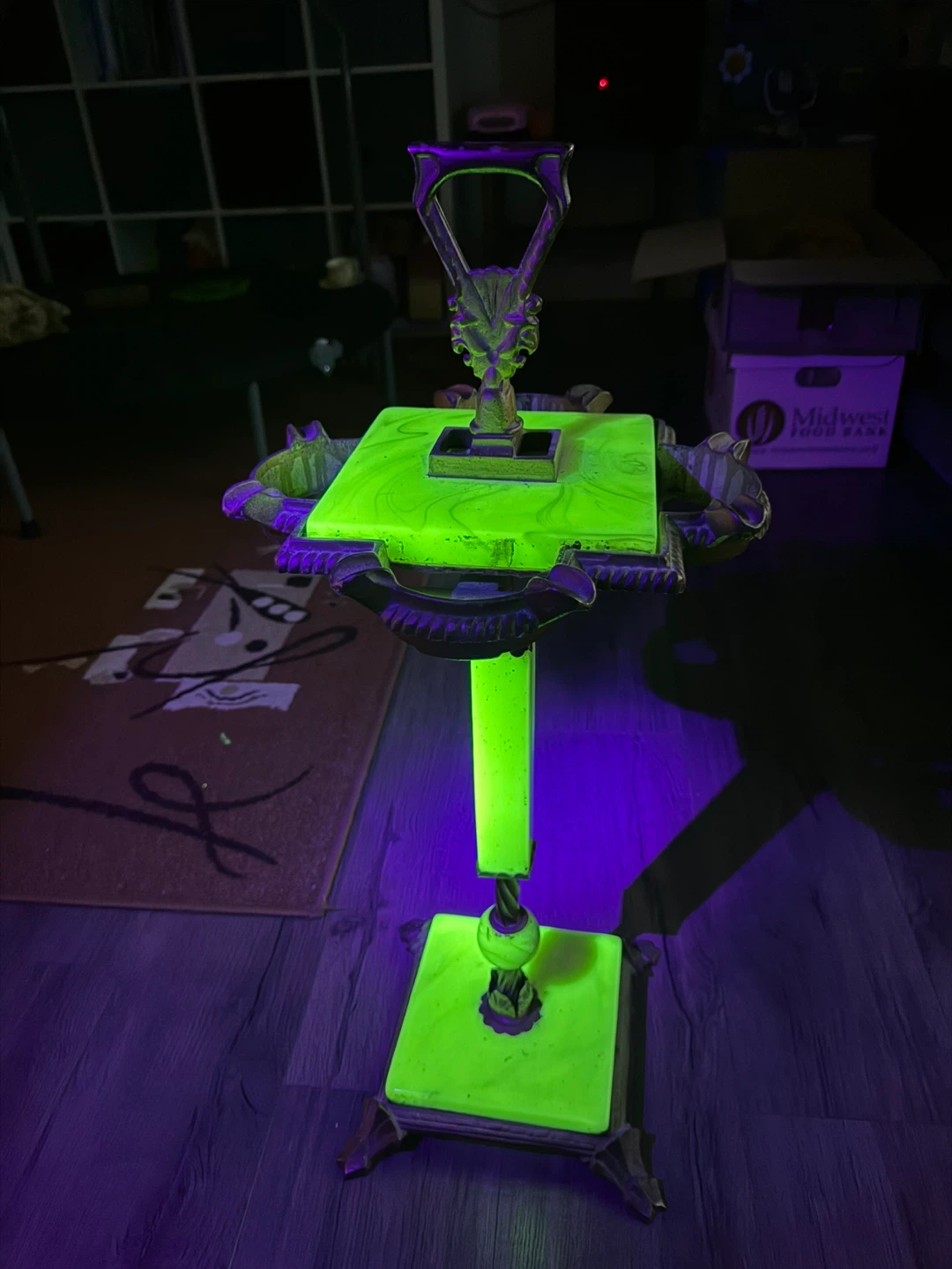 Vintage Ashtray Stand with Uranium Glass Accents