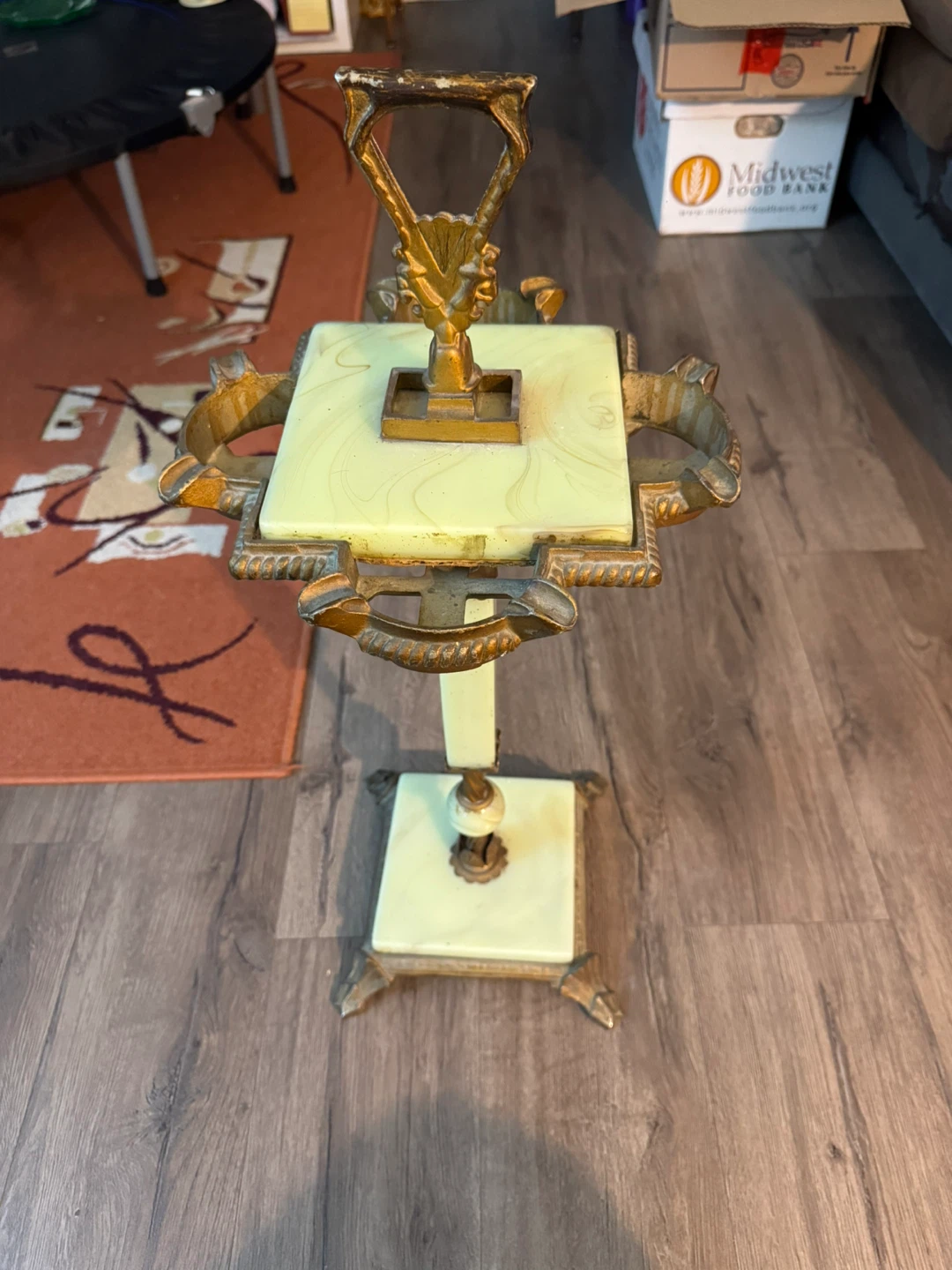 Vintage Ashtray Stand with Uranium Glass Accents - photo 3