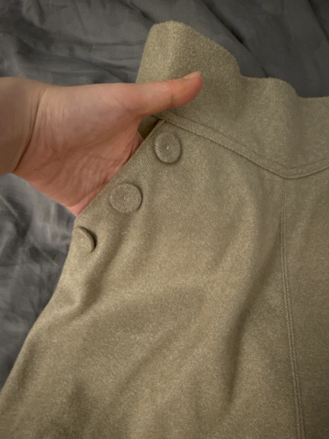 Tan A-Line Midi Skirt with Button Details - Size S - photo 2