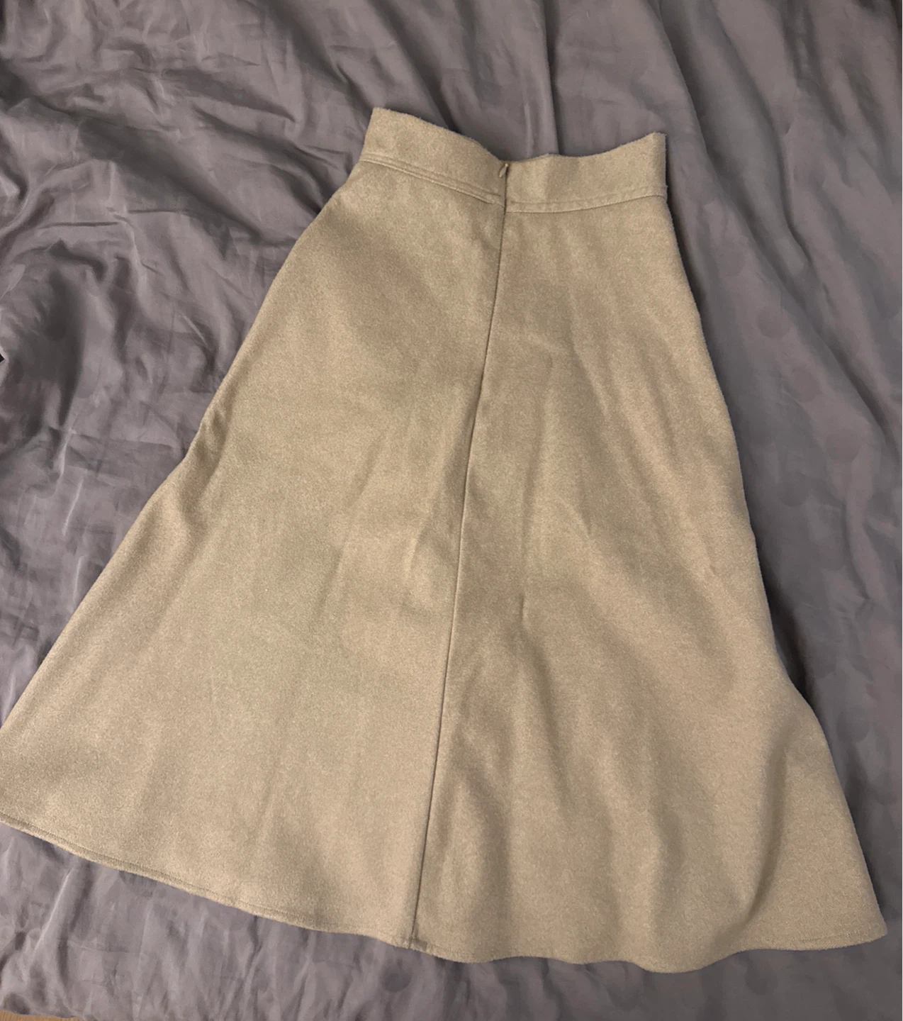 Tan A-Line Midi Skirt with Button Details - Size S - photo 3