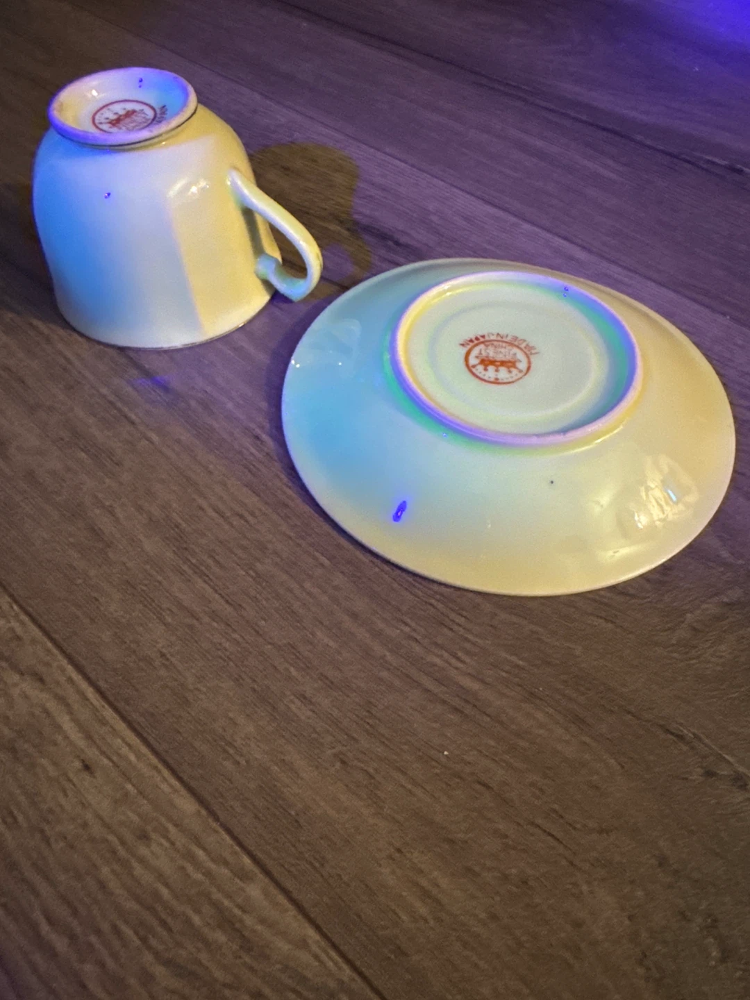 Uranium glazed Vintage Fine China Cup and Saucer - photo 3
