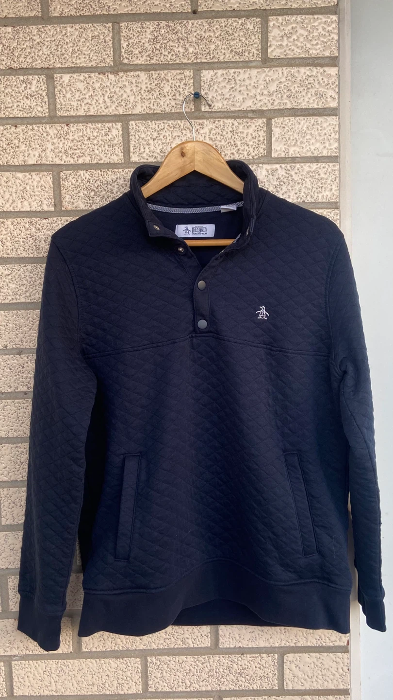Original Penguin Quilted Snap Neck Pullover Sweatshirt