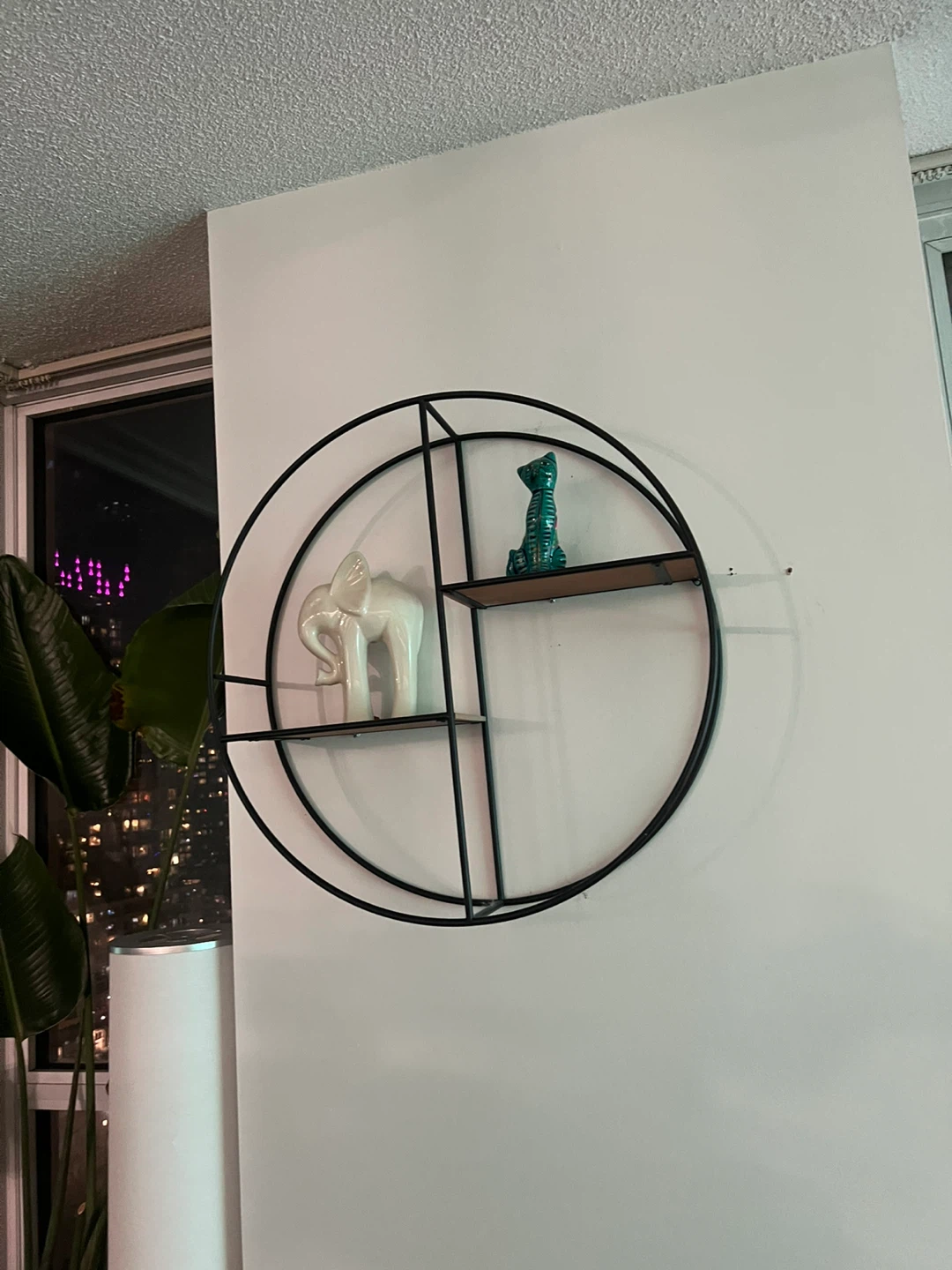 Round Metal Wall Shelf with Decorative Items