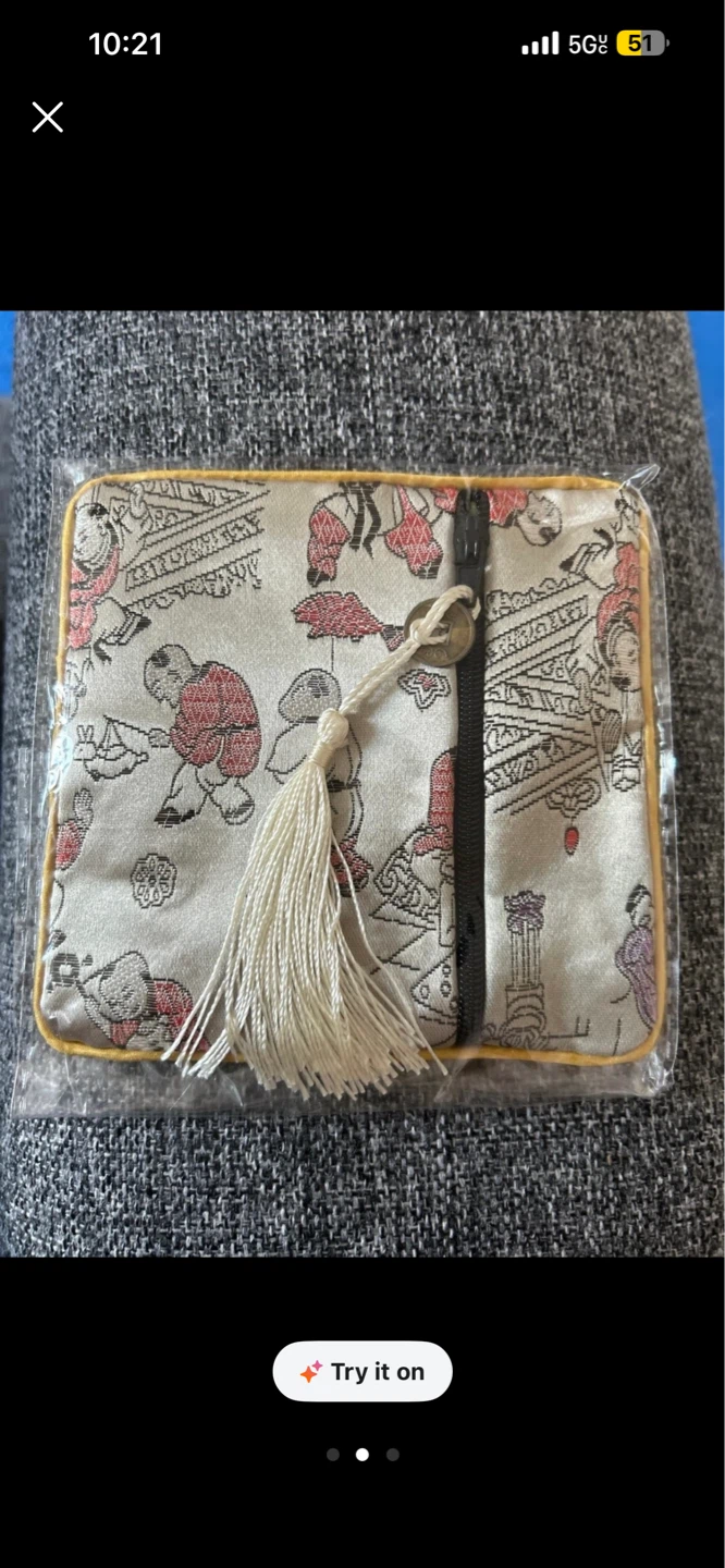 Small Embroidered Pouch with Tassel - photo 2