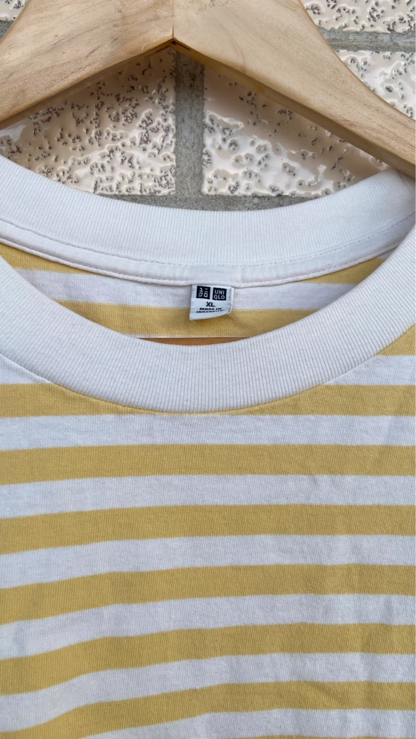 UNIQLO Striped T-Shirt Yellow White XL - photo 2